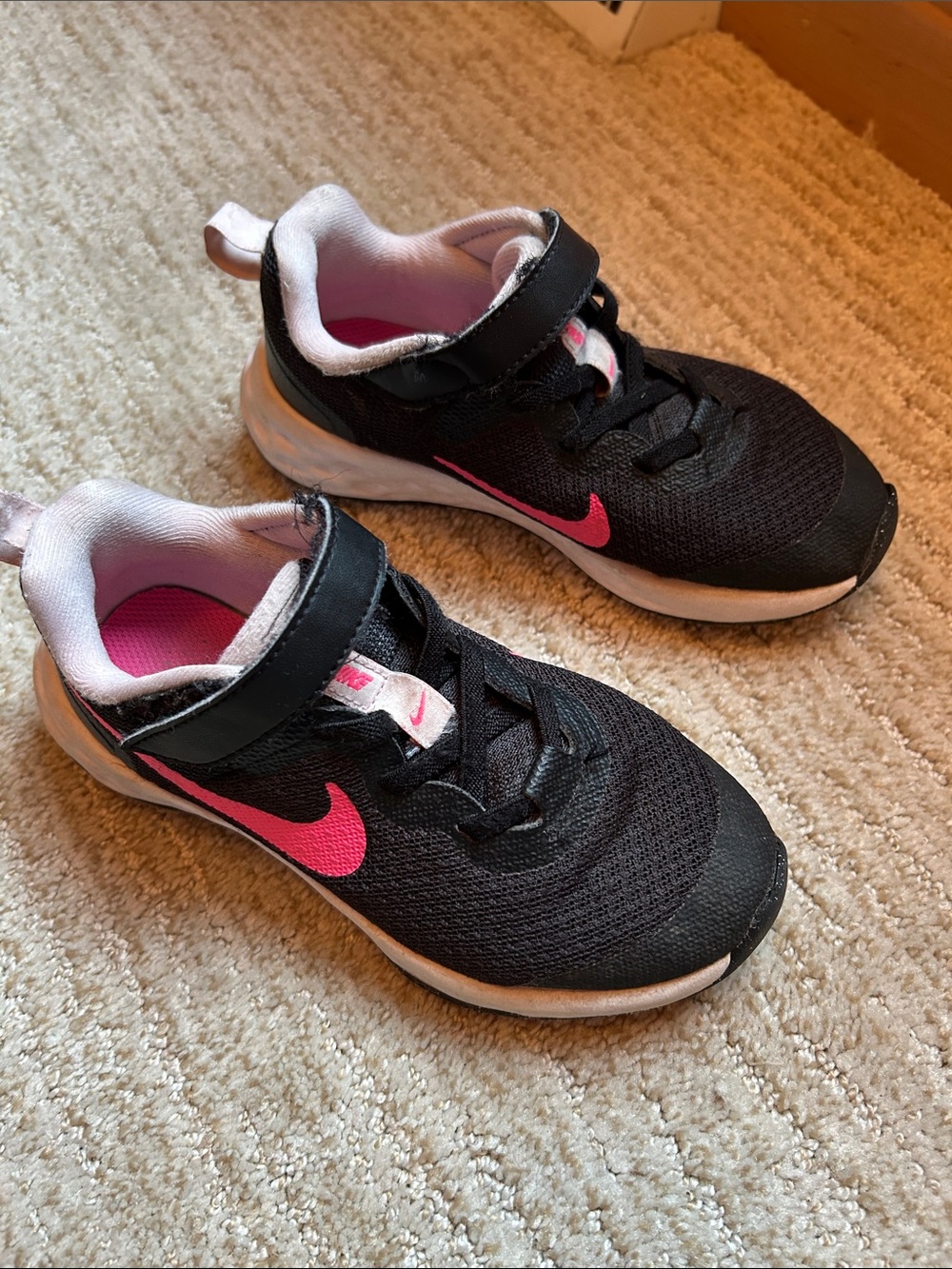 Nike Kids Black and Pink Lightweight Sneakers- 11C